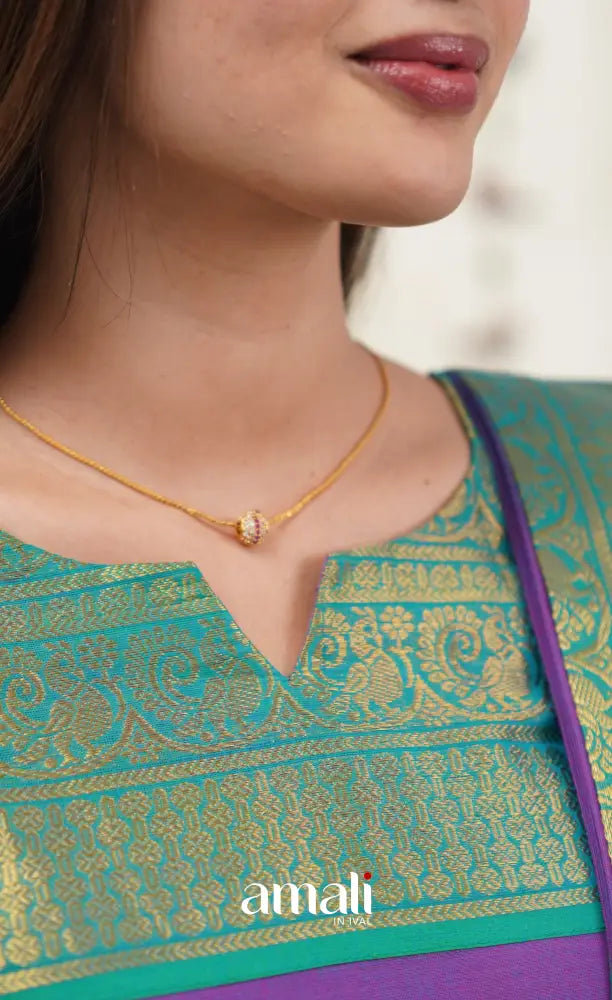 Meera Purple shade and Teal Green tone Cotton Salwar salwar