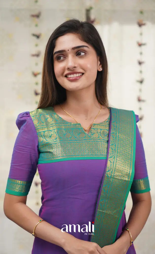 Meera Purple shade and Teal Green tone Cotton Salwar salwar