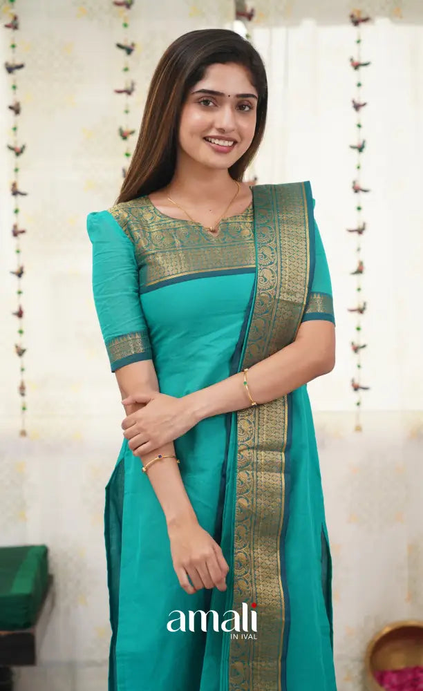 Meera Teal Blue shade and Dark Teal Blue tone Cotton Salwar salwar