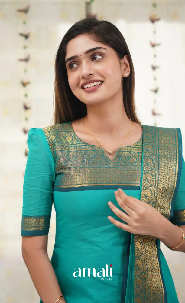 Meera Teal Blue shade and Dark Teal Blue tone Cotton Salwar salwar