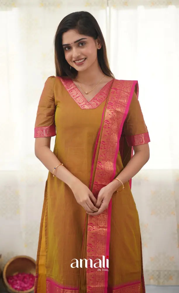 Meera Two Tone Henna Mustard shade and Pink tone Cotton Salwar salwar