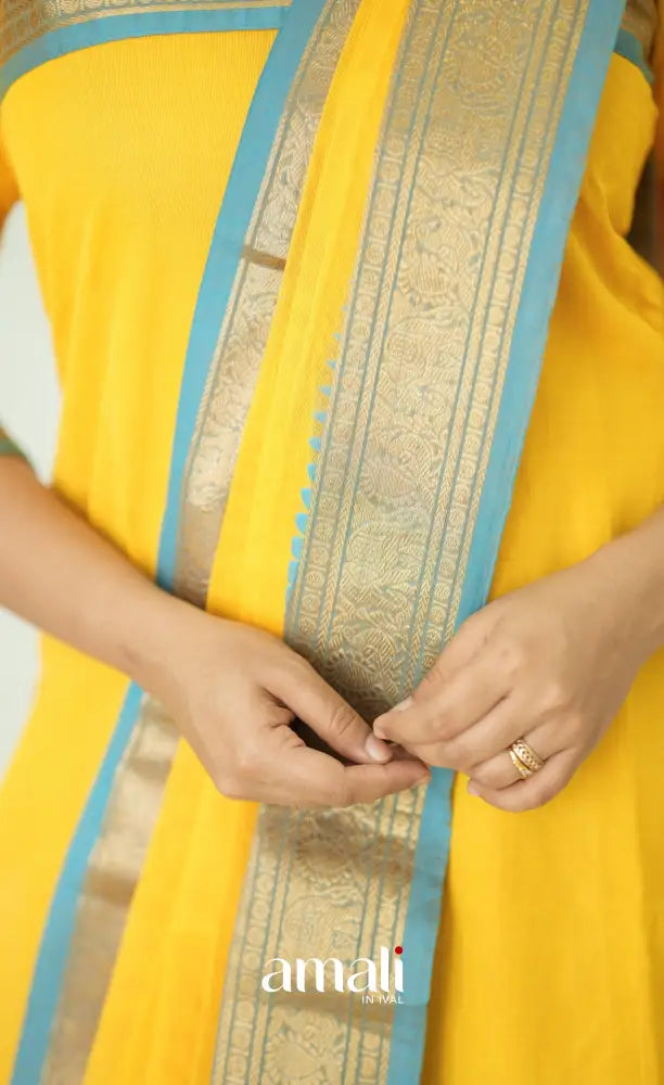 Meera Yellow tone and Blue Shade Cotton Salwar salwar