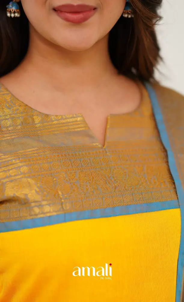 Meera Yellow tone and Blue Shade Cotton Salwar salwar