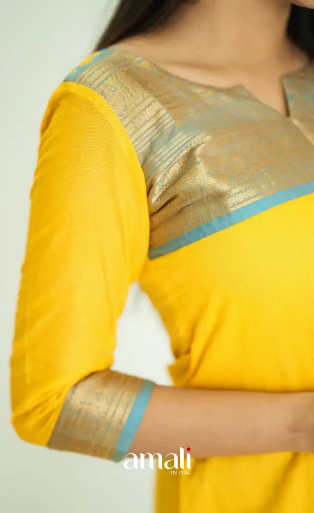 Meera Yellow tone and Blue Shade Cotton Salwar salwar