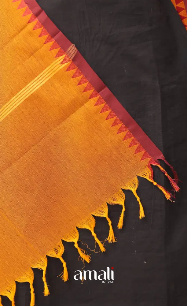 Mustard With Dark Maroon Chettinad Cotton Dupatta salwar