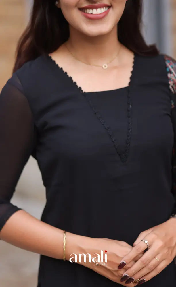 Nakshatra Georgette Salwar - Black salwar