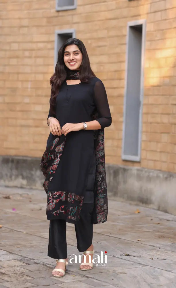 Nakshatra Georgette Salwar - Black salwar