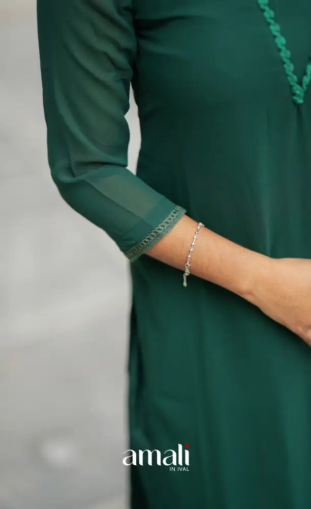 Nakshatra Georgette Salwar - Bottle Green salwar
