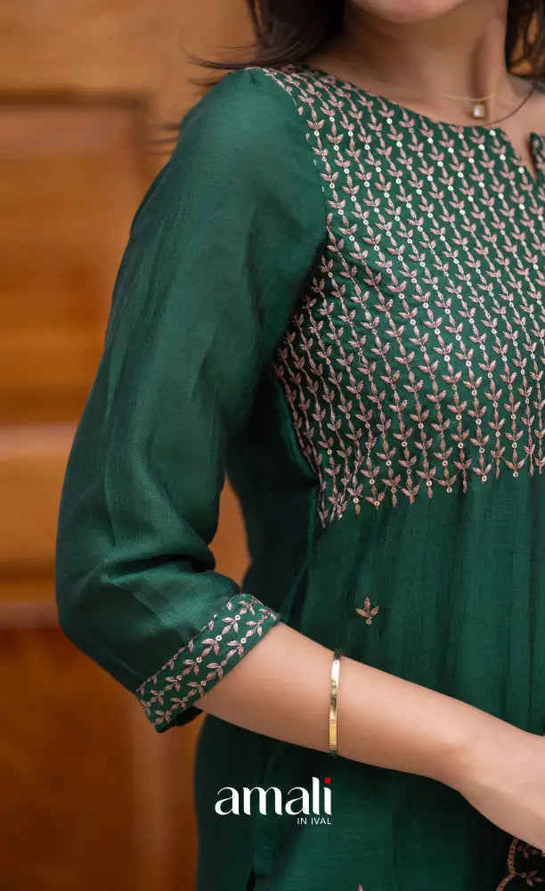 Nakshatra Georgette Salwar - Bottle Green salwar