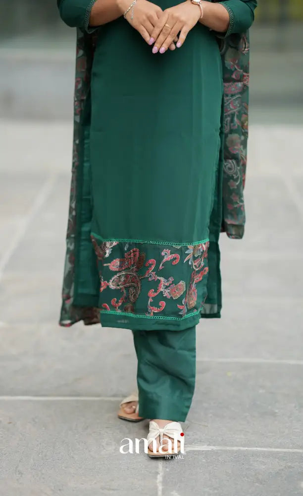 Nakshatra Georgette Salwar - Bottle Green salwar