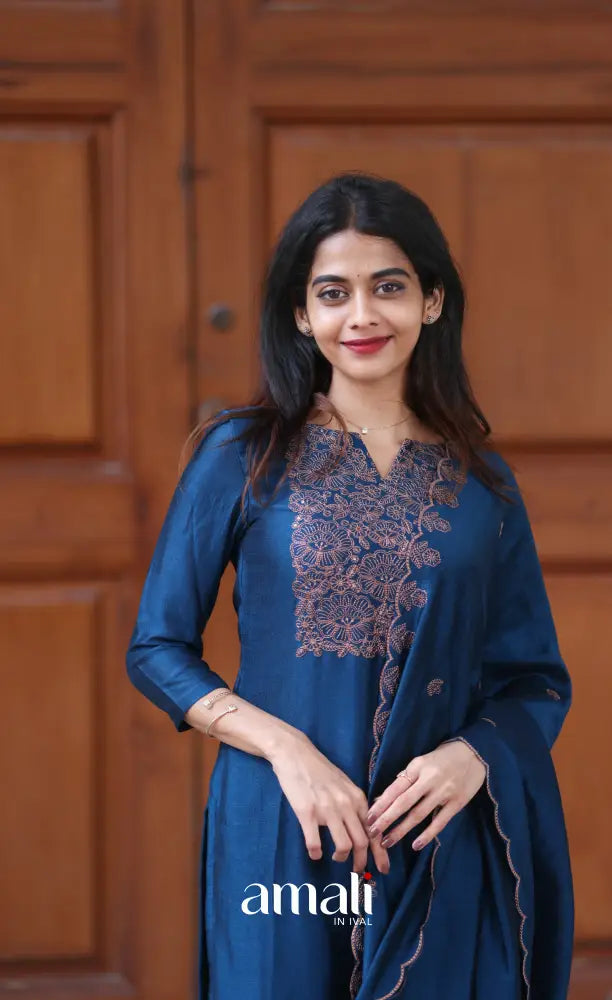 Nakshatra Georgette Salwar - Dark Blue salwar