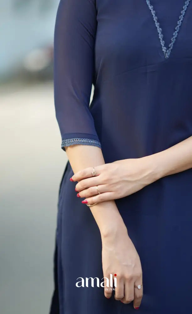 Nakshatra Georgette Salwar - Dark Blue salwar