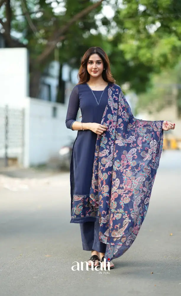 Nakshatra Georgette Salwar - Dark Blue salwar