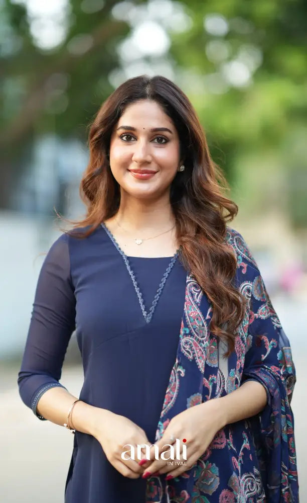 Nakshatra Georgette Salwar - Dark Blue salwar