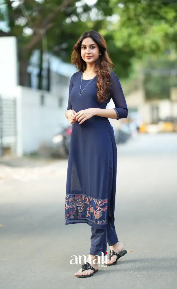 Nakshatra Georgette Salwar - Dark Blue salwar