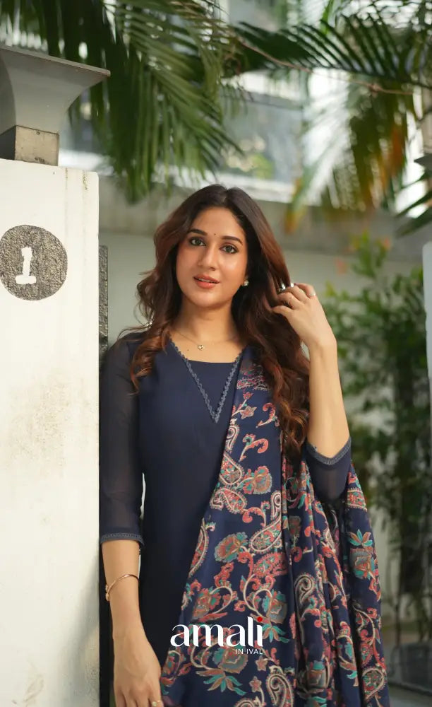 Nakshatra Georgette Salwar - Dark Blue salwar