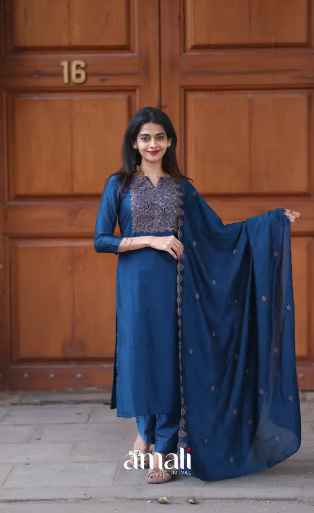 Nakshatra Georgette Salwar - Dark Blue salwar