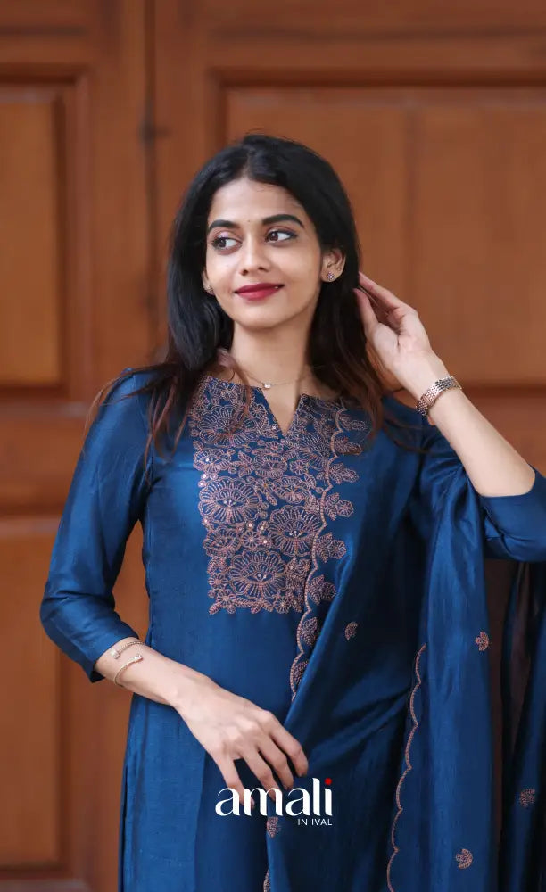 Nakshatra Georgette Salwar - Dark Blue salwar