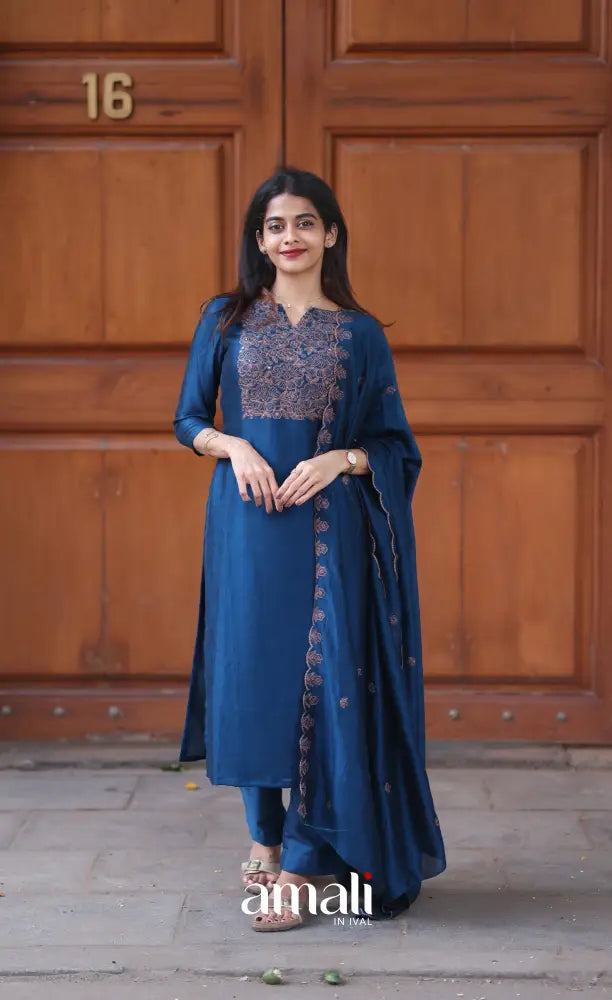 Nakshatra Georgette Salwar - Dark Blue salwar