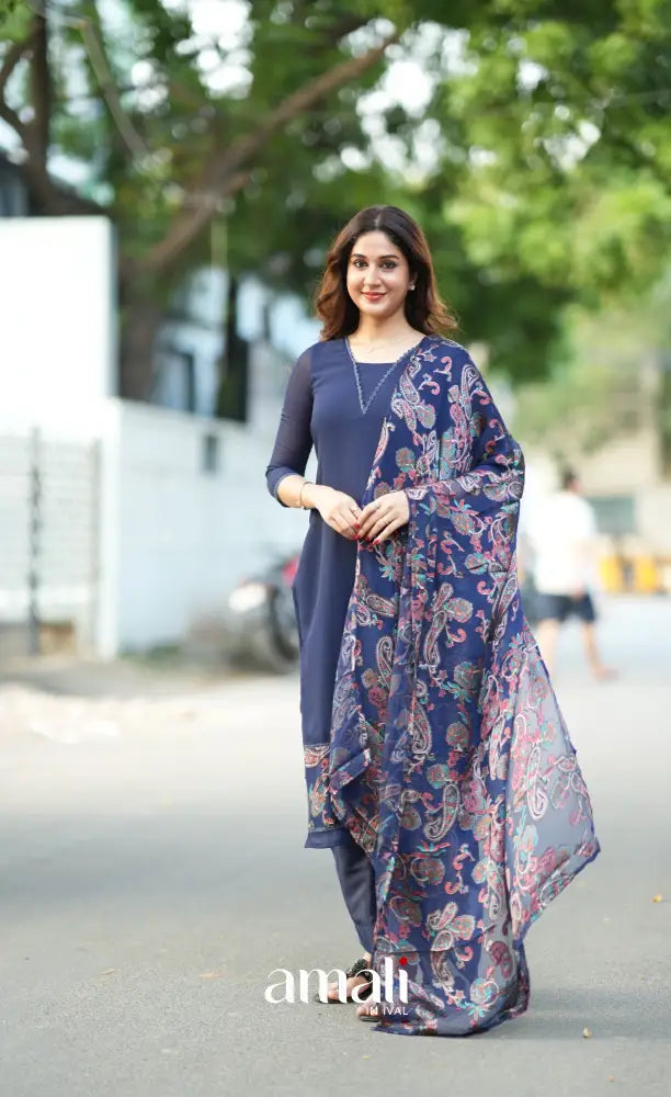 Nakshatra Georgette Salwar - Dark Blue salwar