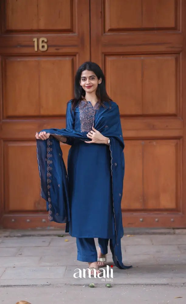 Nakshatra Georgette Salwar - Dark Blue salwar