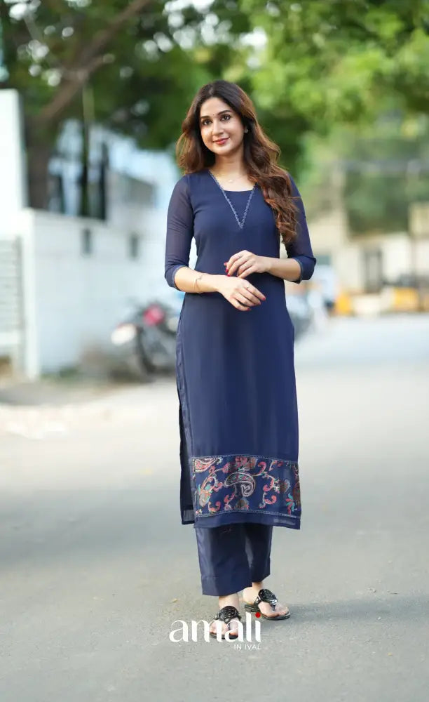 Nakshatra Georgette Salwar - Dark Blue salwar