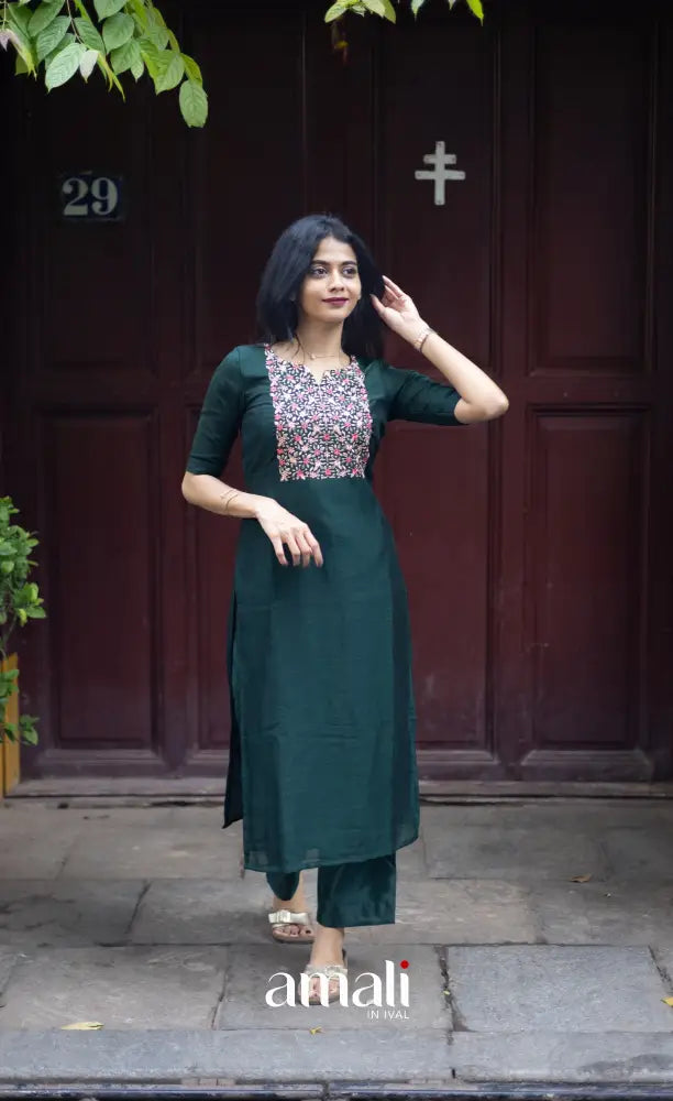Nakshatra Georgette Salwar - Dark Forest Green salwar