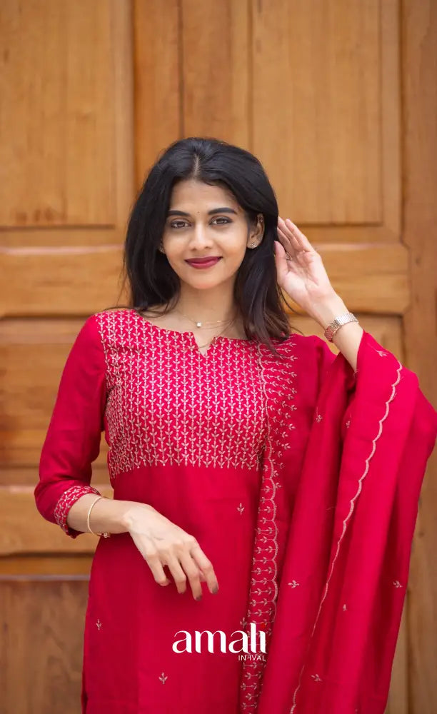 Nakshatra Georgette Salwar - Dark Pink salwar