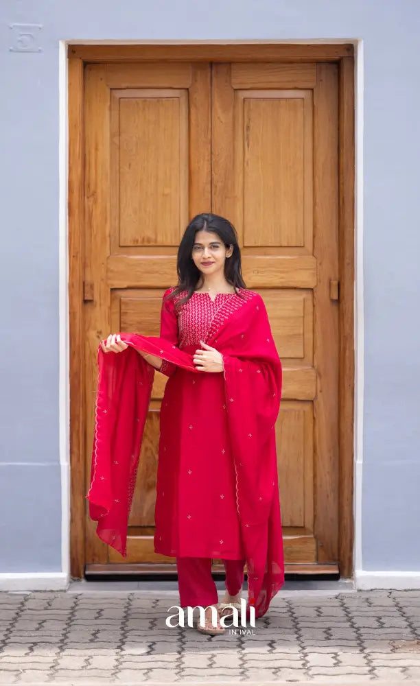 Nakshatra Georgette Salwar - Dark Pink salwar
