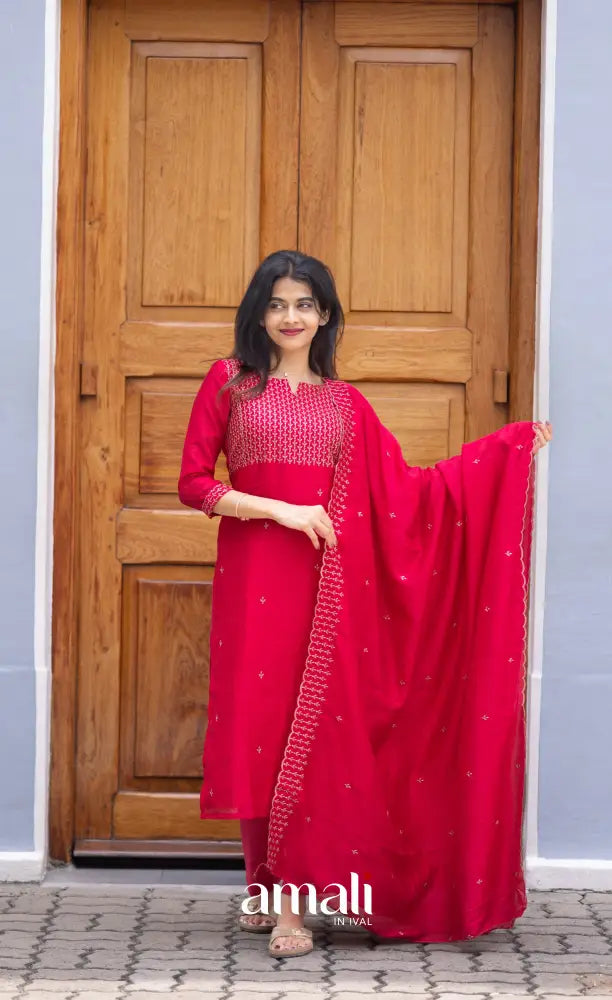 Nakshatra Georgette Salwar - Dark Pink salwar