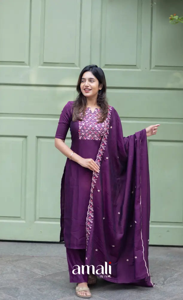 Nakshatra Georgette Salwar - Dark Purple salwar