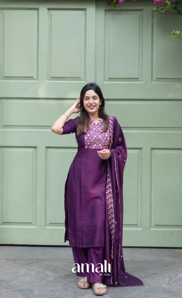Nakshatra Georgette Salwar - Dark Purple salwar