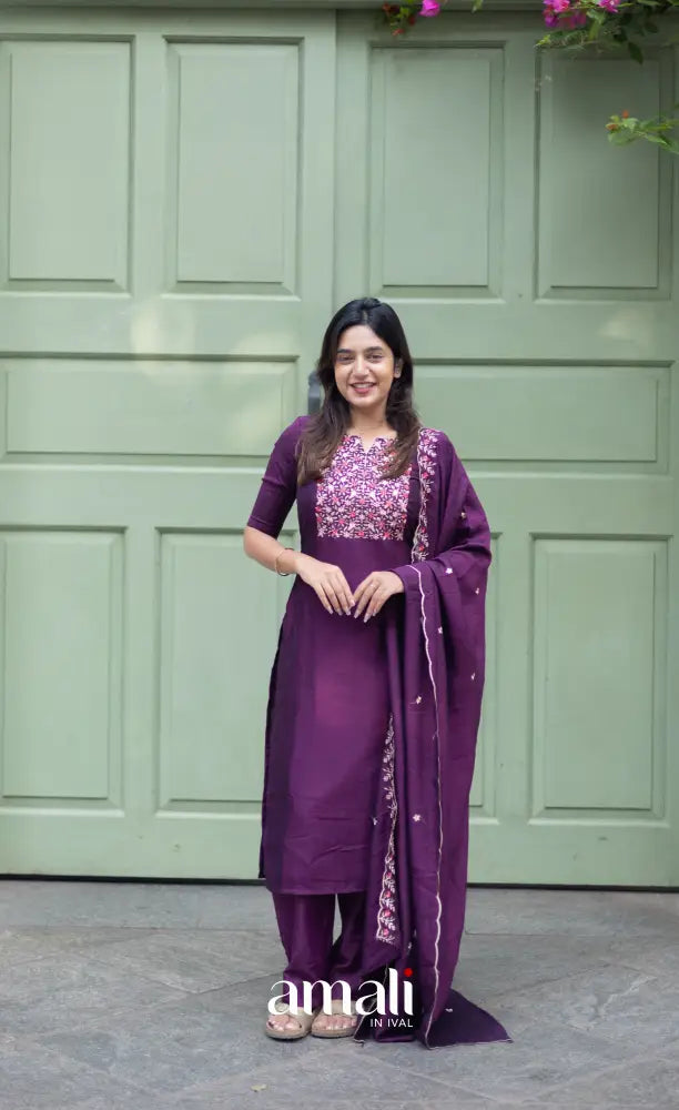 Nakshatra Georgette Salwar - Dark Purple salwar