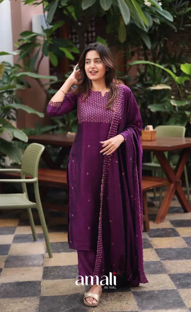 Nakshatra Georgette Salwar - Dark Purple salwar