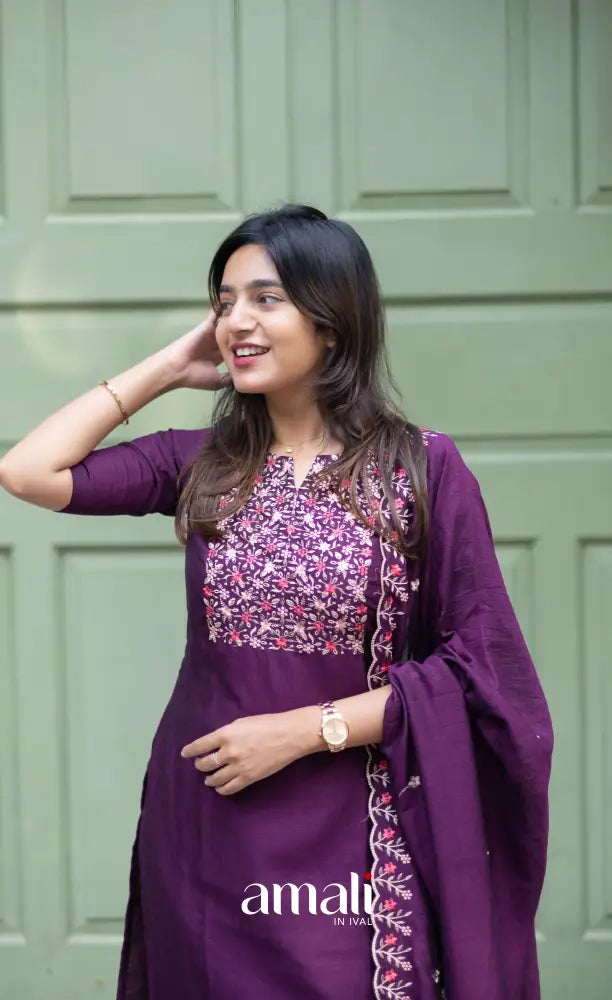 Nakshatra Georgette Salwar - Dark Purple salwar