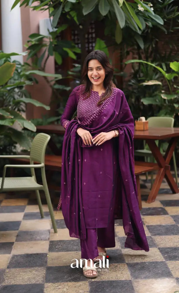 Nakshatra Georgette Salwar - Dark Purple salwar