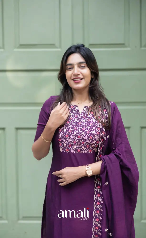 Nakshatra Georgette Salwar - Dark Purple salwar