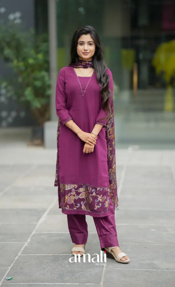 Nakshatra Georgette Salwar - Magenta salwar