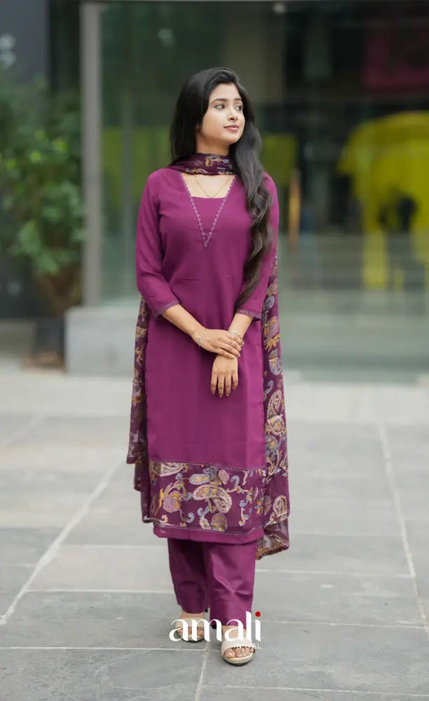 Nakshatra Georgette Salwar - Magenta salwar