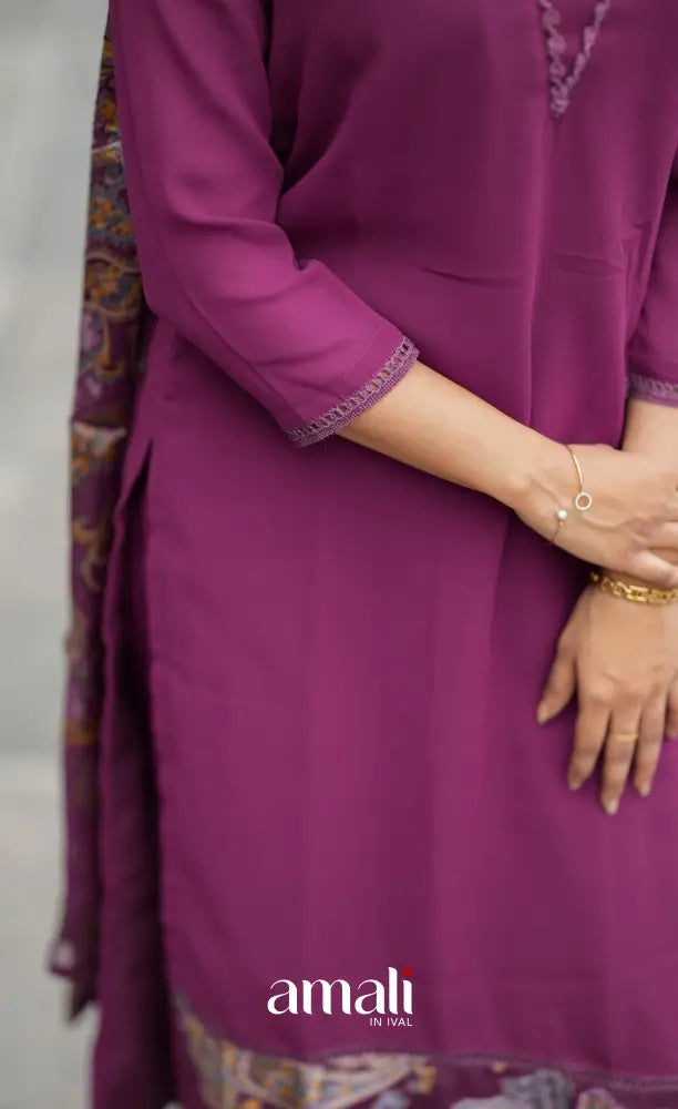 Nakshatra Georgette Salwar - Magenta salwar