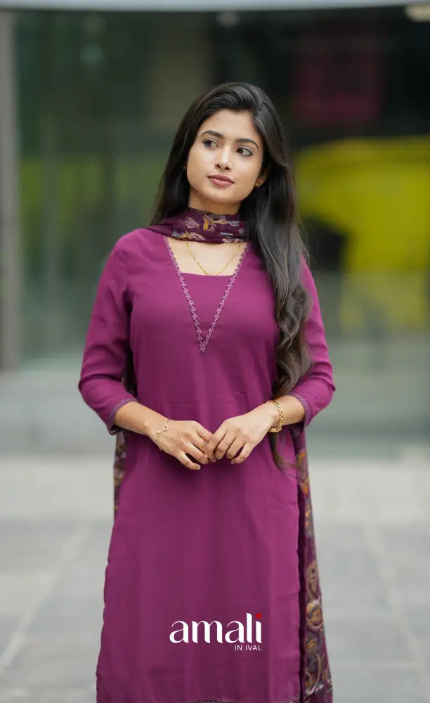 Nakshatra Georgette Salwar - Magenta salwar