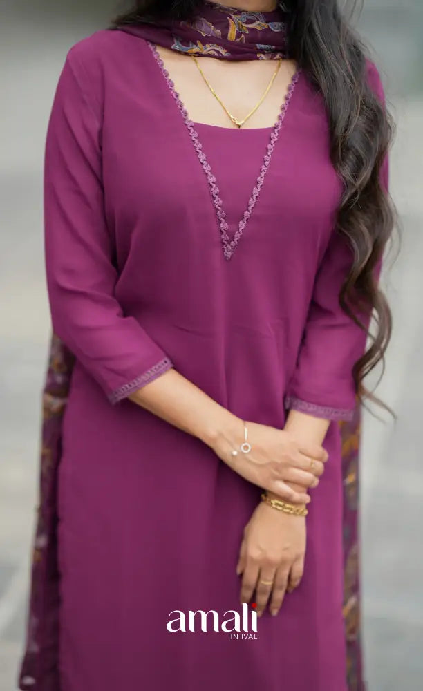 Nakshatra Georgette Salwar - Magenta salwar