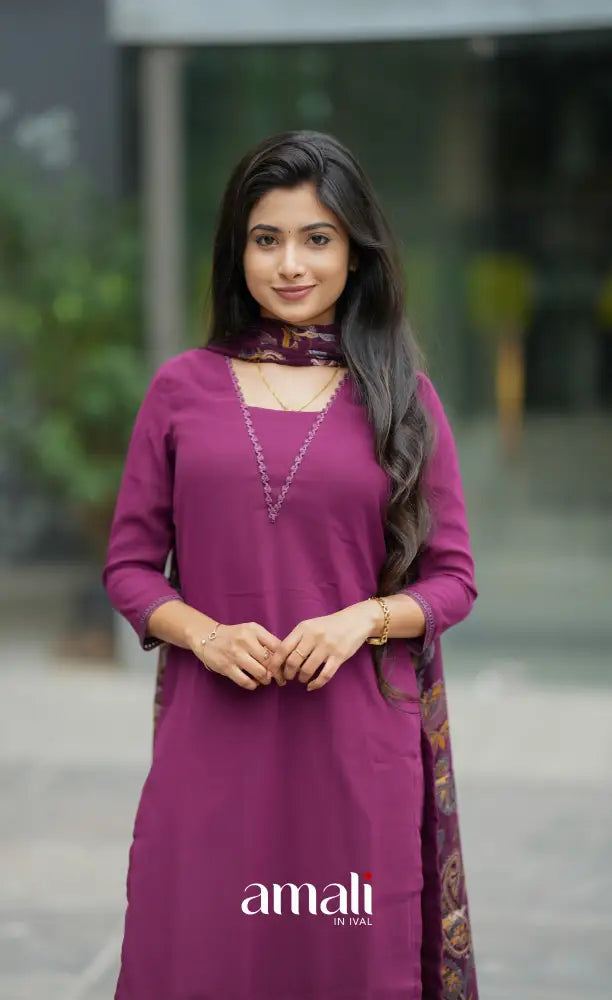 Nakshatra Georgette Salwar - Magenta salwar