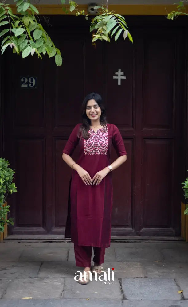 Nakshatra Georgette Salwar - Maroon salwar