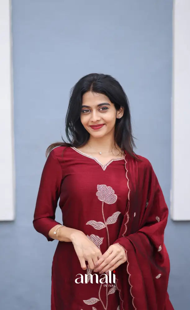 Nakshatra Georgette Salwar - Maroon salwar