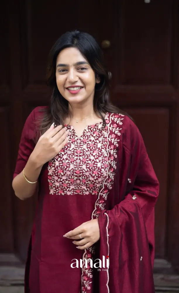 Nakshatra Georgette Salwar - Maroon salwar