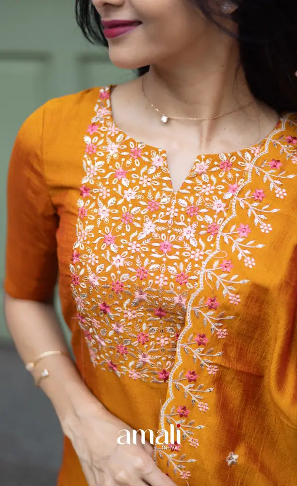 Nakshatra Georgette Salwar - Mustard Orange salwar
