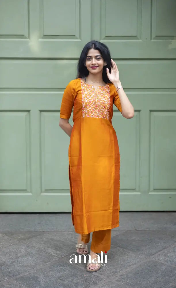 Nakshatra Georgette Salwar - Mustard Orange salwar