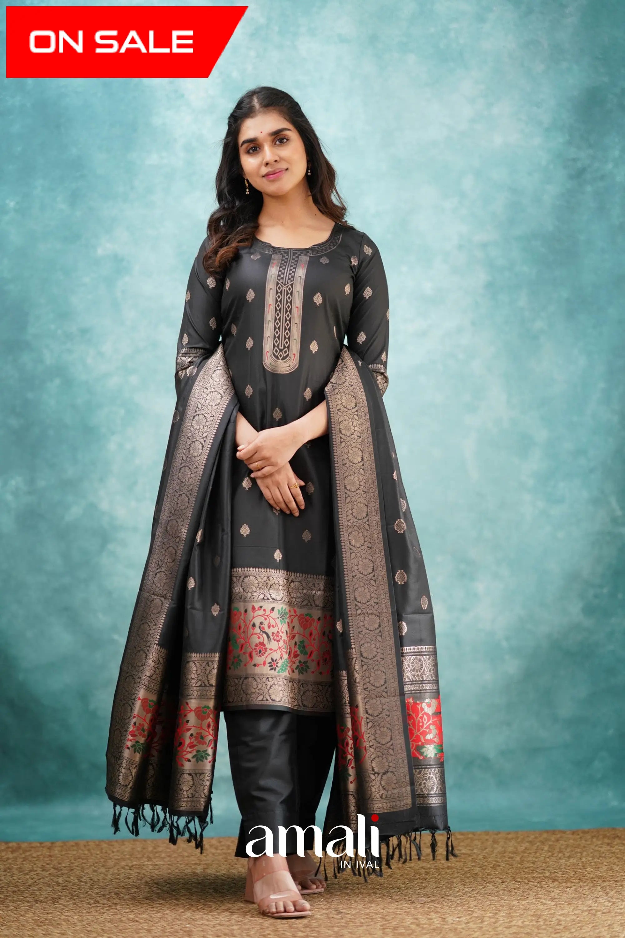 Pavani - Black Blended Paithani Silk Salwar Salwar