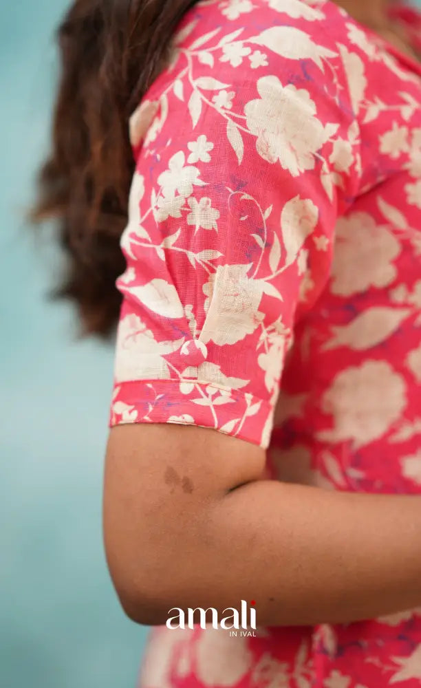 Pink Semi Linen Kurti Co-ord sets